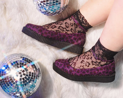 A9985L Purple Leopard Pointed Ballet Creeper - T.U.K. Shoes