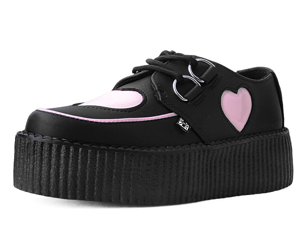 V3026 Black & Pink Heart TUKskin™ Viva Mondo Creeper - T.U.K. Shoes
