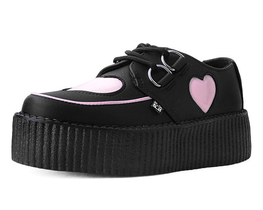 V3026 Black & Pink Heart TUKskin™ Viva Mondo Creeper - T.U.K. Shoes