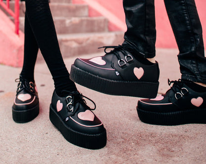 V3026 Black & Pink Heart TUKskin™ Viva Mondo Creeper - T.U.K. Shoes