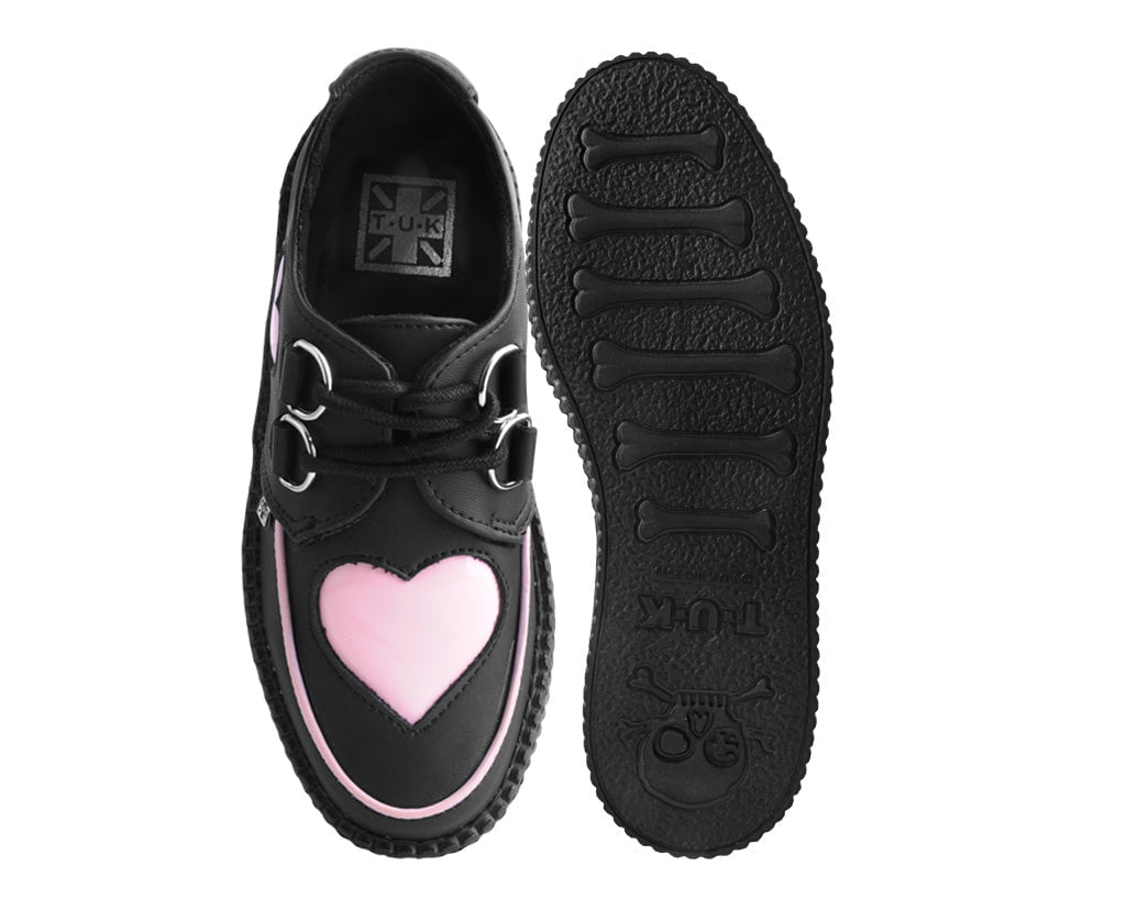 V3026 Black & Pink Heart TUKskin™ Viva Mondo Creeper - T.U.K. Shoes