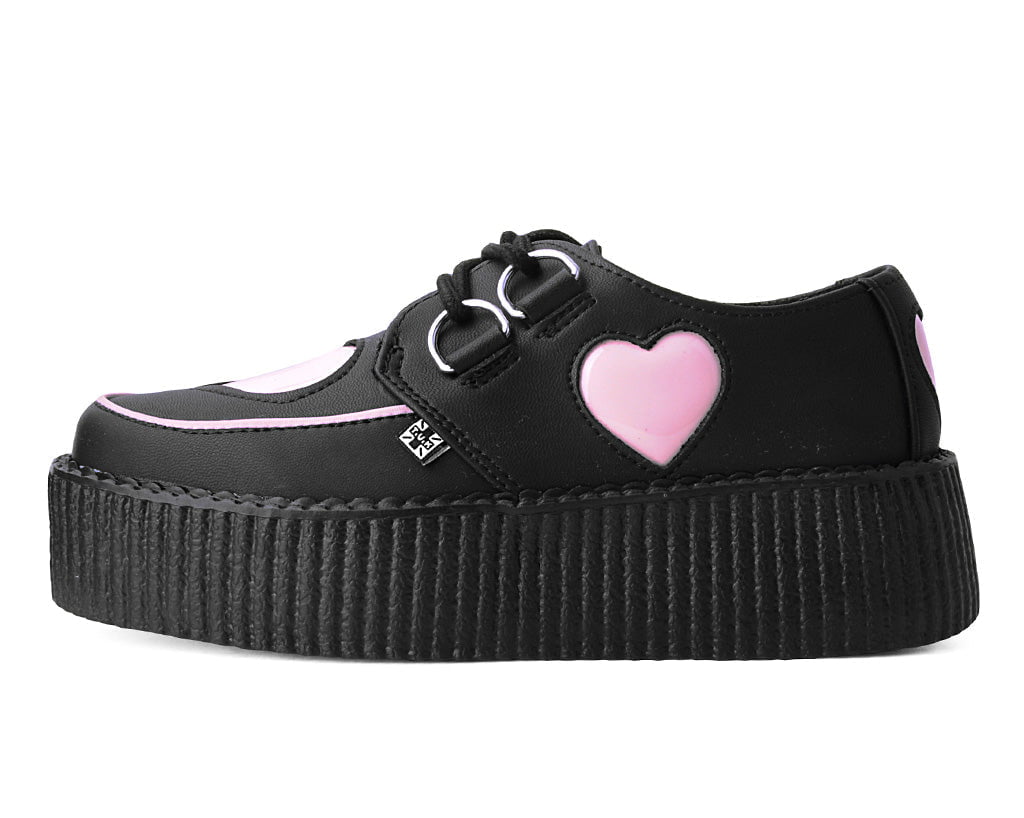 V3026 Black & Pink Heart TUKskin™ Viva Mondo Creeper - T.U.K. Shoes