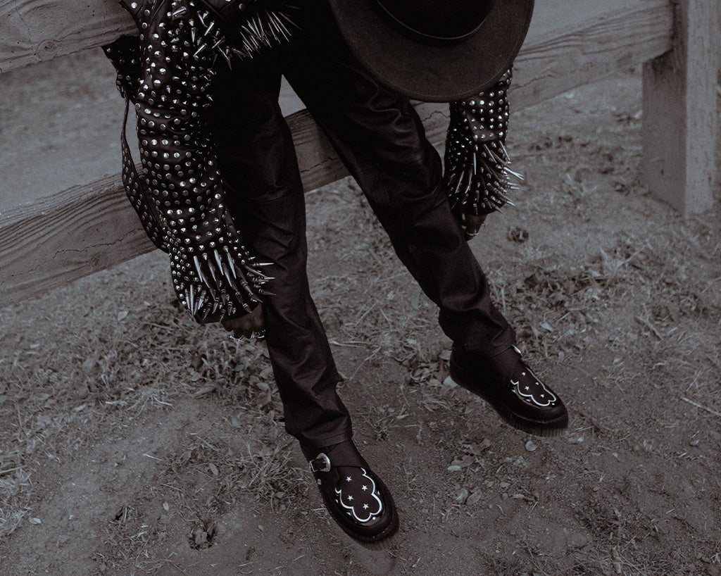 V3287 Black TUKskin Western Buckle Viva Mondo Creeper - T.U.K. Shoes