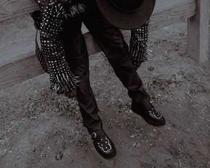V3287 Black TUKskin Western Buckle Viva Mondo Creeper - T.U.K. Shoes
