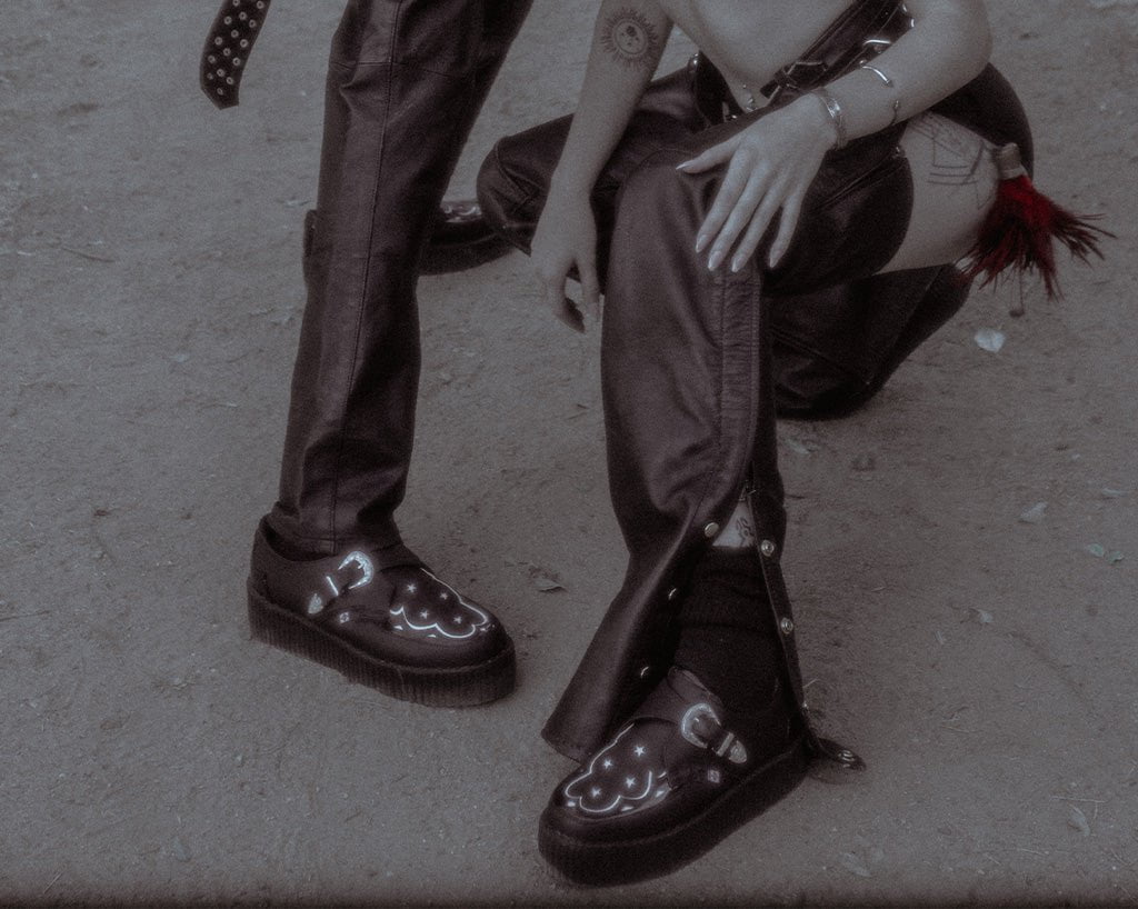 V3287 Black TUKskin Western Buckle Viva Mondo Creeper - T.U.K. Shoes
