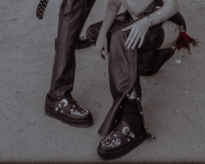V3287 Black TUKskin Western Buckle Viva Mondo Creeper - T.U.K. Shoes