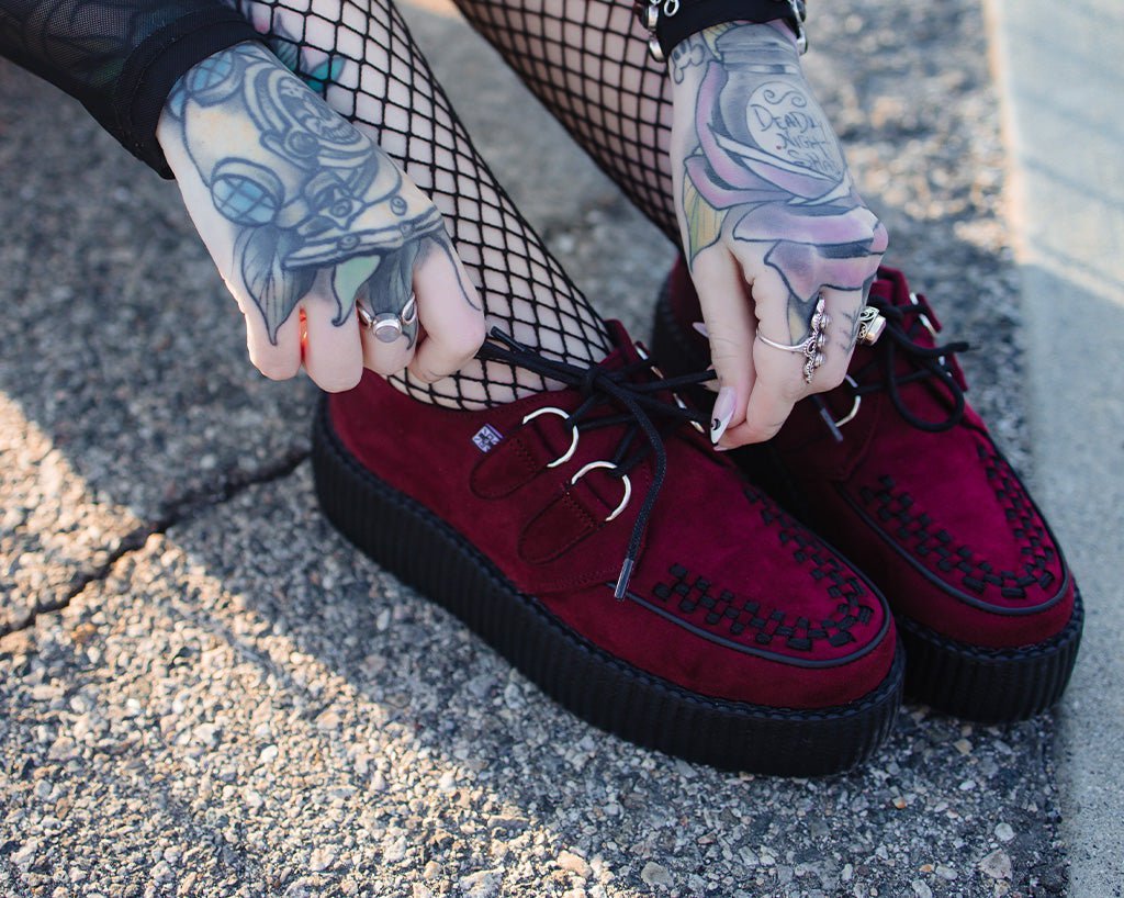 V3291 Burgundy Faux Suede Viva Mondo Creeper - T.U.K. Shoes