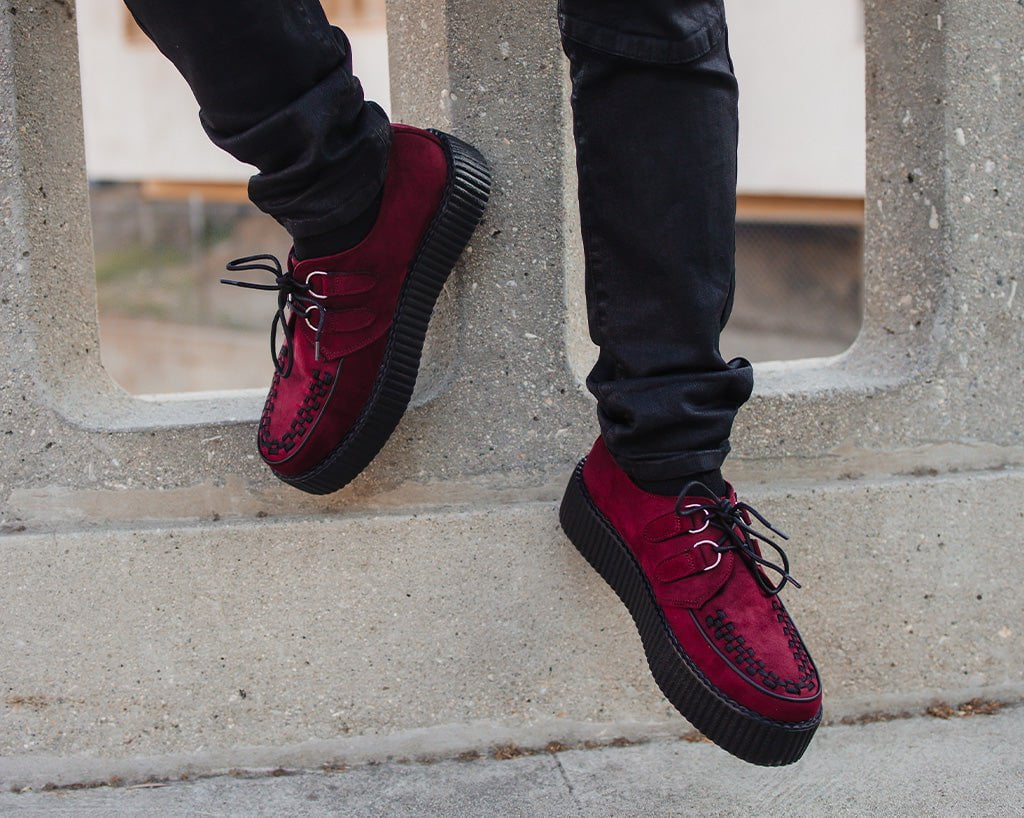 V3291 Burgundy Faux Suede Viva Mondo Creeper - T.U.K. Shoes