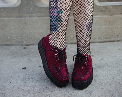V3291 Burgundy Faux Suede Viva Mondo Creeper - T.U.K. Shoes