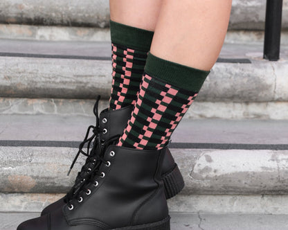 TSK1148 Multicolor Houndstooth Knee-High Sock TSK1148-OS - T.U.K. Shoes
