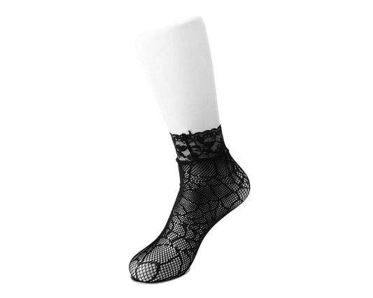 TSK1077 Black Spiderweb Lace Crew Sock TSK1077-OS - T.U.K. Shoes