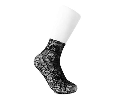 TSK1077 Black Spiderweb Lace Crew Sock TSK1077-OS - T.U.K. Shoes