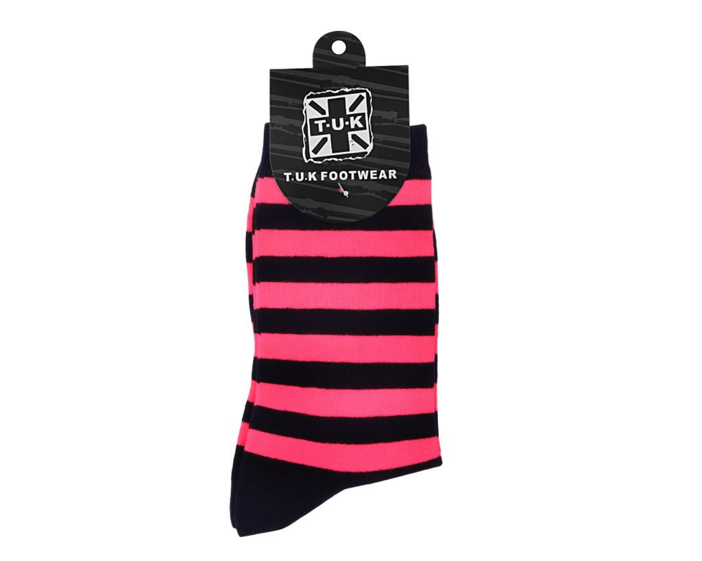 TSK1189 Black & Pink T.U.K. Women's Stripe Sock TSK1189-OS - T.U.K. Shoes
