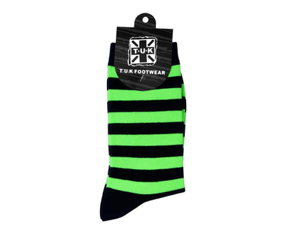 TSK1190 Black & Green T.U.K. Men's Stripe Sock TSK1190-OS - T.U.K. Shoes