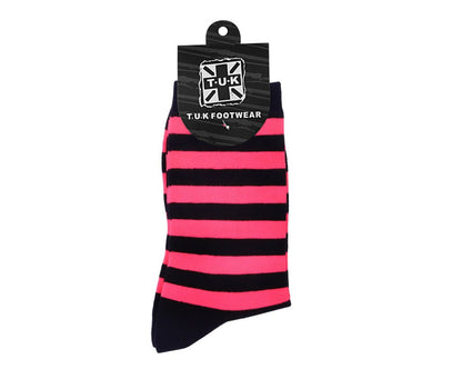 TSK1188 Black & Pink T.U.K. Men's Stripe Sock TSK1188-OS - T.U.K. Shoes