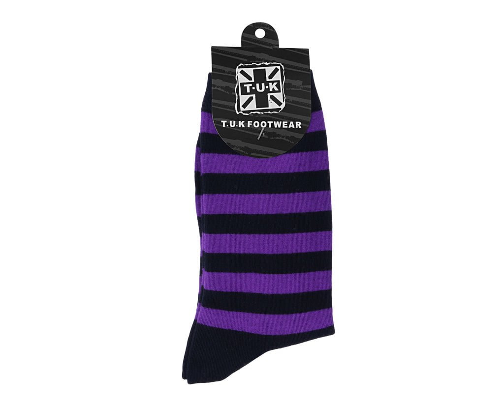 TSK1192 Black & Purple T.U.K. Men's Stripe Sock TSK1192-OS - T.U.K. Shoes