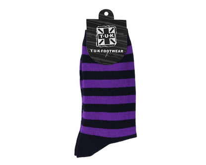 TSK1192 Black & Purple T.U.K. Men's Stripe Sock TSK1192-OS - T.U.K. Shoes