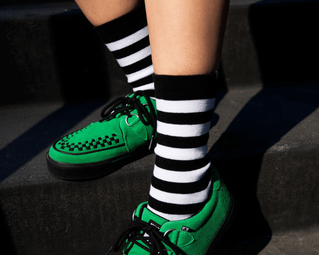 TSK1047 Black & White Stripe T.U.K. Women’s Sock TSK1047-OS - T.U.K. Shoes