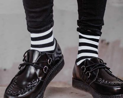 TSK1047 Black & White Stripe T.U.K. Women’s Sock TSK1047-OS - T.U.K. Shoes