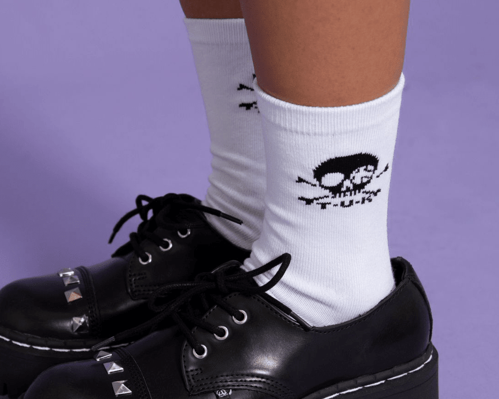 TSK1032 White T.U.K. Skull Logo Women’s Sock TSK1032-OS - T.U.K. Shoes