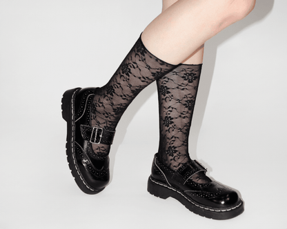 TSK1167 Black Floral Mesh Sock TSK1167-OS - T.U.K. Shoes