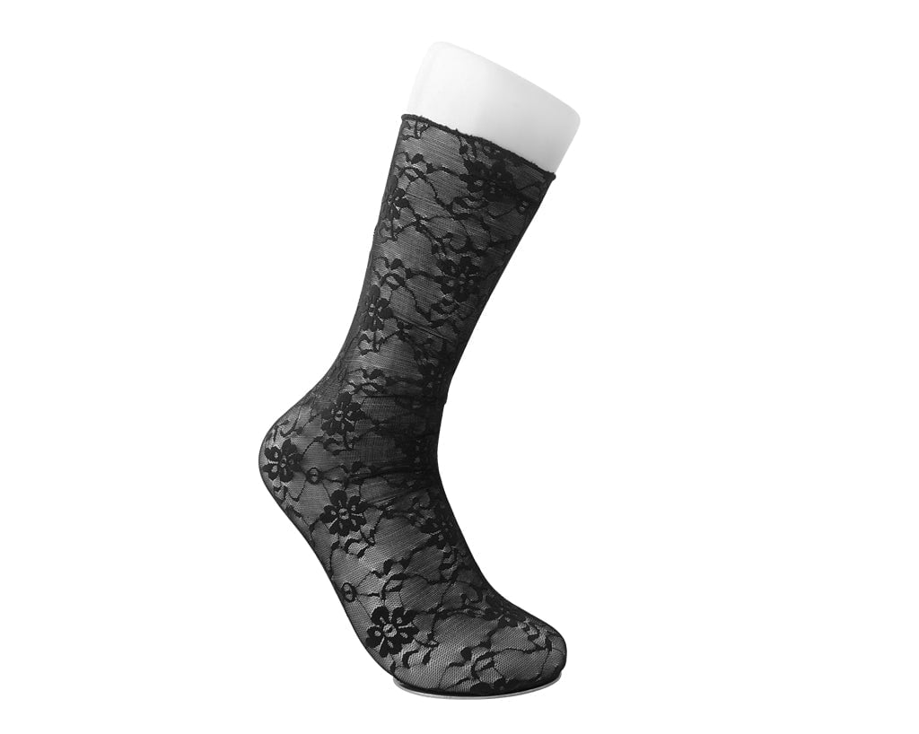 TSK1167 Black Floral Mesh Sock TSK1167-OS - T.U.K. Shoes