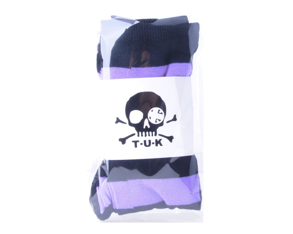 TSK1144 Black & Lavender Striped Thigh High Sock TSK1144-OS - T.U.K. Shoes