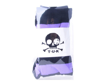 TSK1144 Black & Lavender Striped Thigh High Sock TSK1144-OS - T.U.K. Shoes