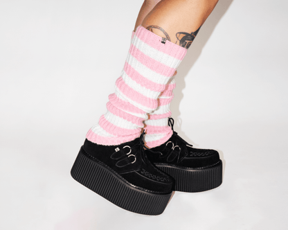 TSK1160 Pink & White Stripe Knit Leg Warmer TSK1160-OS - T.U.K. Shoes