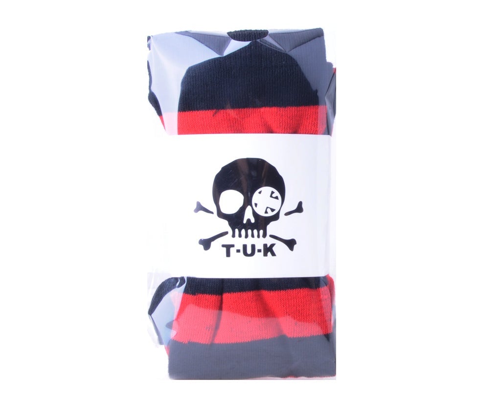 TSK1142 Red & Black Striped Thigh High Sock TSK1142-OS - T.U.K. Shoes