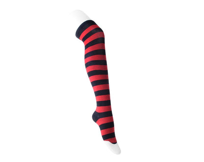 TSK1142 Red & Black Striped Thigh High Sock TSK1142-OS - T.U.K. Shoes
