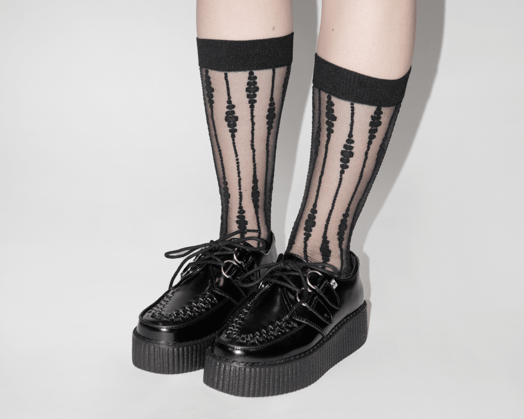 TSK1159 Black Knee-High Mesh Sock TSK1159-OS - T.U.K. Shoes