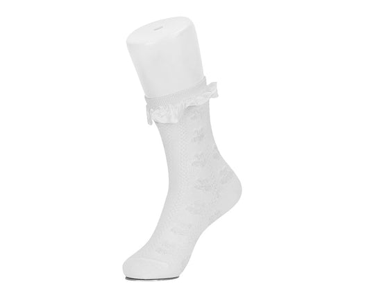 TSK1182 White Rose Silk Trim Sock TSK1182-OS - T.U.K. Shoes