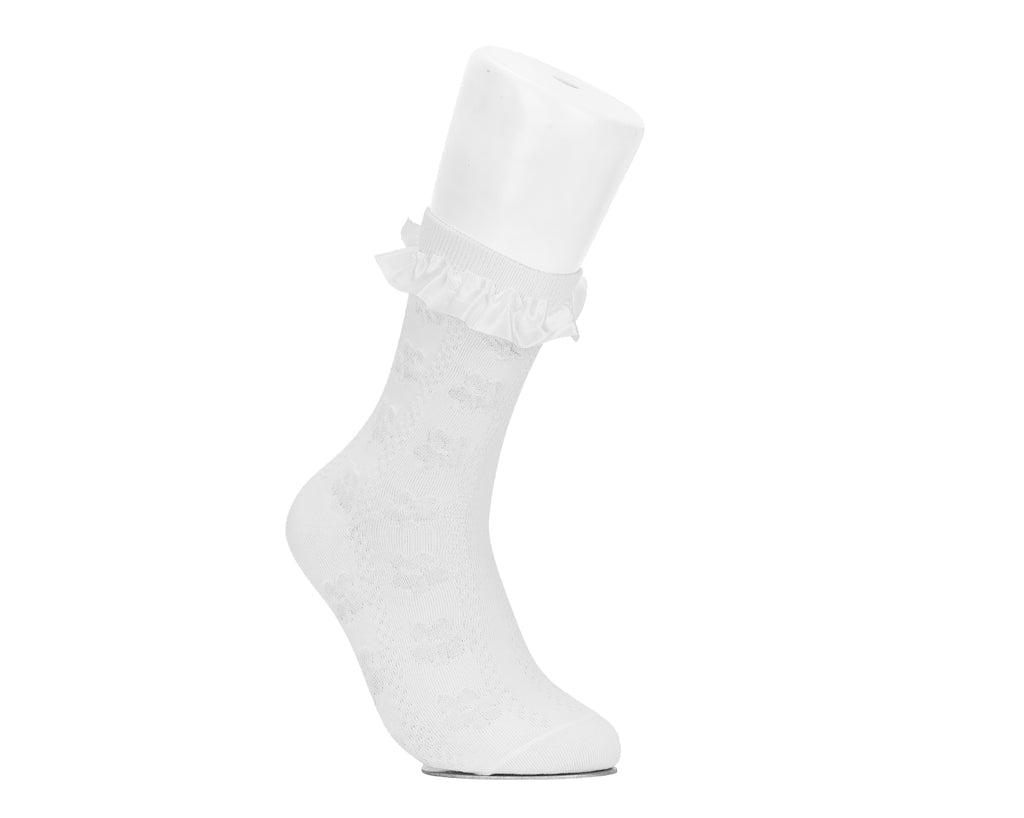 TSK1182 White Rose Silk Trim Sock TSK1182-OS - T.U.K. Shoes