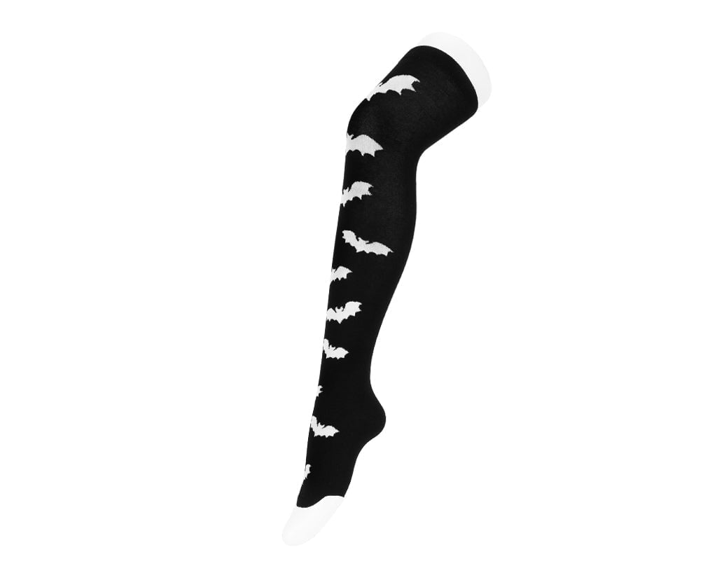 TSK1180 Black Knit Bat Thigh High Sock TSK1180-OS - T.U.K. Shoes