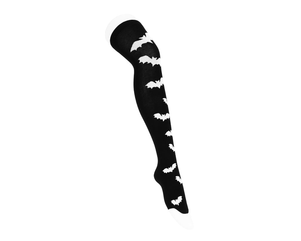 TSK1180 Black Knit Bat Thigh High Sock TSK1180-OS - T.U.K. Shoes