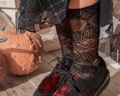 TSK1127 Black Lace Over-The-Knee Sock TSK1127-OS - T.U.K. Shoes