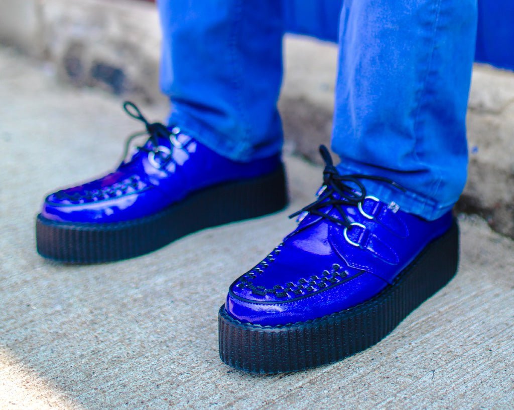 V3156 Blue Metallic Sparkle Viva Mondo Creeper - T.U.K. Shoes