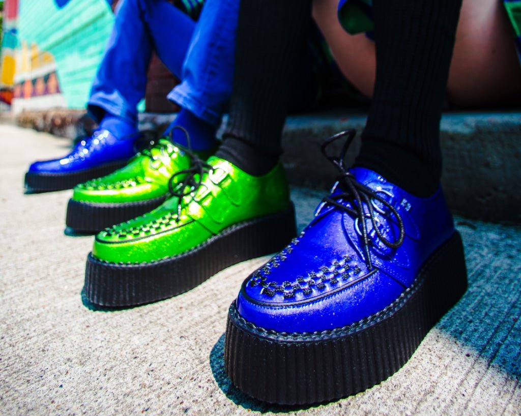 V3156 Blue Metallic Sparkle Viva Mondo Creeper - T.U.K. Shoes