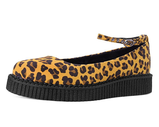 A9987L Mustard Leopard Pointed Ballet Creeper - T.U.K. Shoes