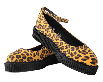 A9987L Mustard Leopard Pointed Ballet Creeper - T.U.K. Shoes