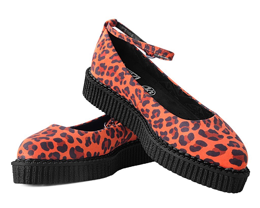 A9986L Orange Leopard Pointed Ballet Creeper - T.U.K. Shoes