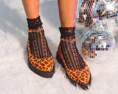 A9986L Orange Leopard Pointed Ballet Creeper - T.U.K. Shoes