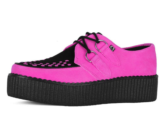 V3390 Neon Pink & Black Suede Viva Mondo Creeper - T.U.K. Shoes