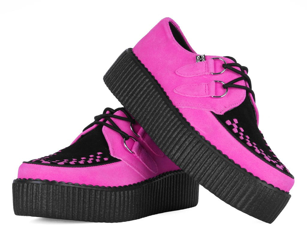 V3390 Neon Pink & Black Suede Viva Mondo Creeper - T.U.K. Shoes