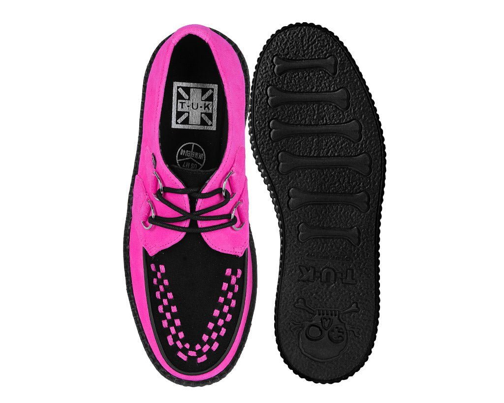 V3390 Neon Pink & Black Suede Viva Mondo Creeper - T.U.K. Shoes