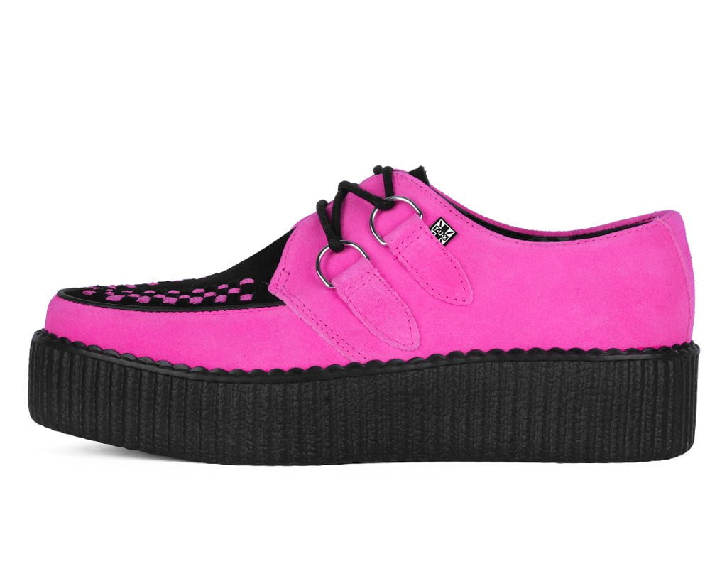 V3390 Neon Pink & Black Suede Viva Mondo Creeper - T.U.K. Shoes