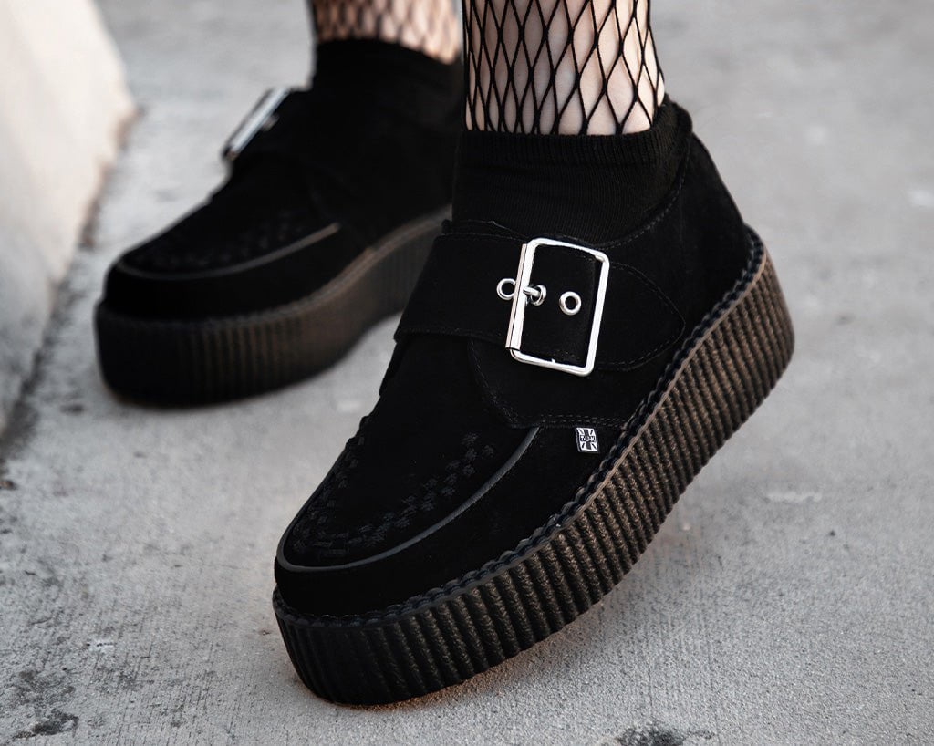 V3300 Black Suede Buckle Viva Mondo Creeper - T.U.K. Shoes