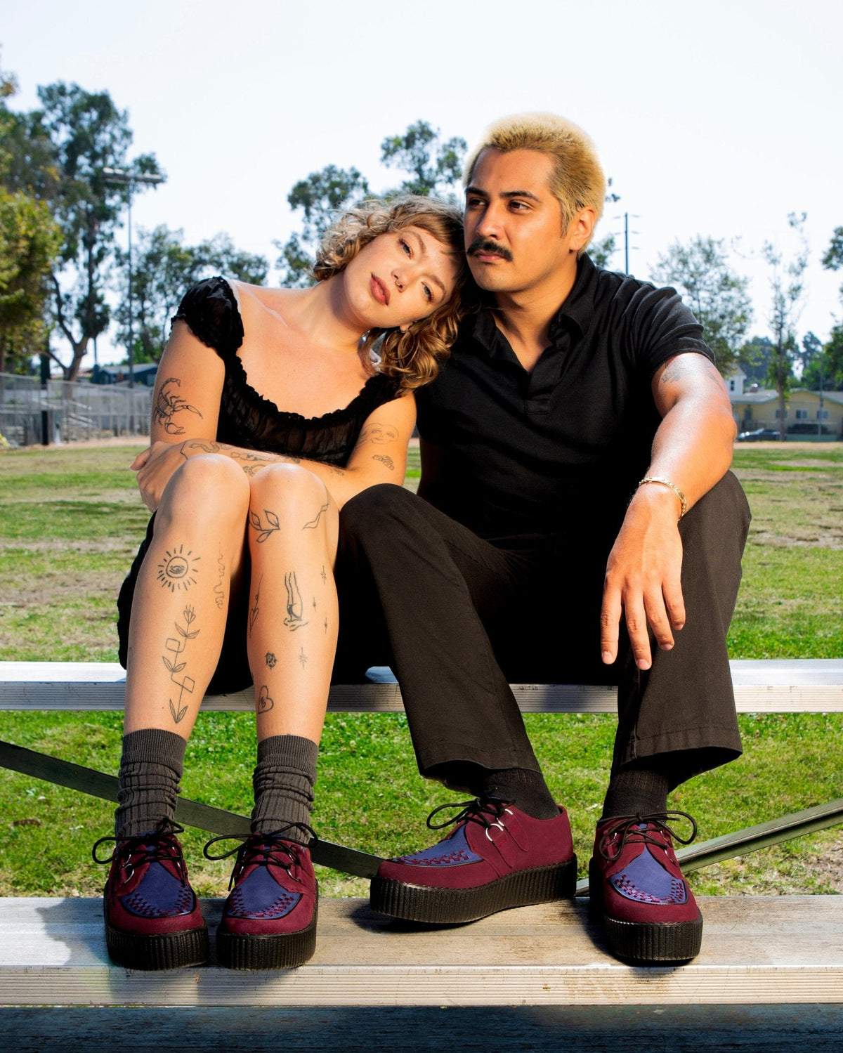 V3414 Burgundy & Navy Suede Viva Mondo Creeper - T.U.K. Shoes