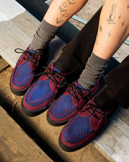 V3414 Burgundy & Navy Suede Viva Mondo Creeper - T.U.K. Shoes
